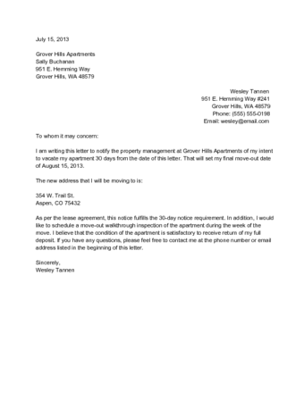 How To Write A 30 Days Notice Letter To Landlord